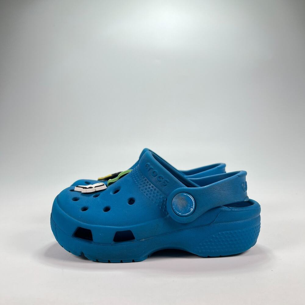 Crocs Classic Clog Blue Lightweight Adjustable Straps Slip On Shoes Kids Size 8 - Picture 4 of 8